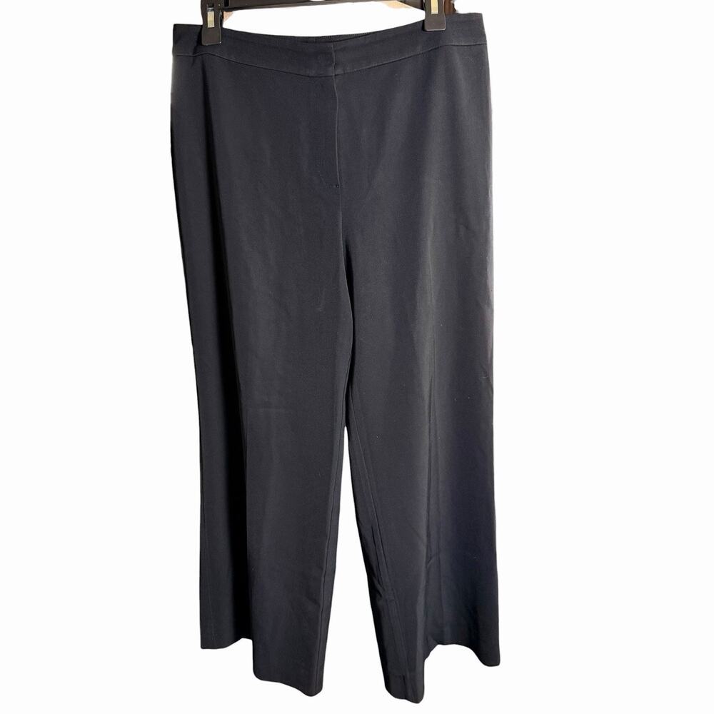 St John Caviar Women's Pants Black Sz 10 Cropped Wide Leg High Rise